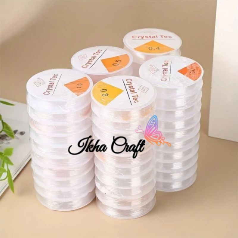 

(10 rol)Senar Karet Elastis Bulat Transparan 0,4/0,5/0,6/0,7/0,8/1,0 - Senar Karet Bulat Crystal Tech Per Slop