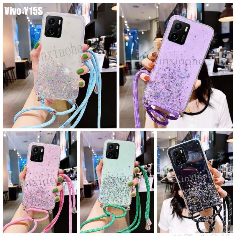PAKET HEMAT Case Tali Nagita Vivo Y15S V23 5G V23 Pro 5G V23e Soft Case With Shoulder Strap Tali Lan