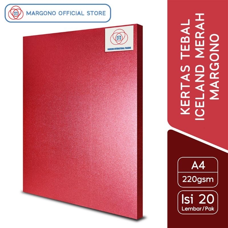 

Margono Kertas Warna A4 Iceland China Red Merah 220 gsm - 20 Lembar