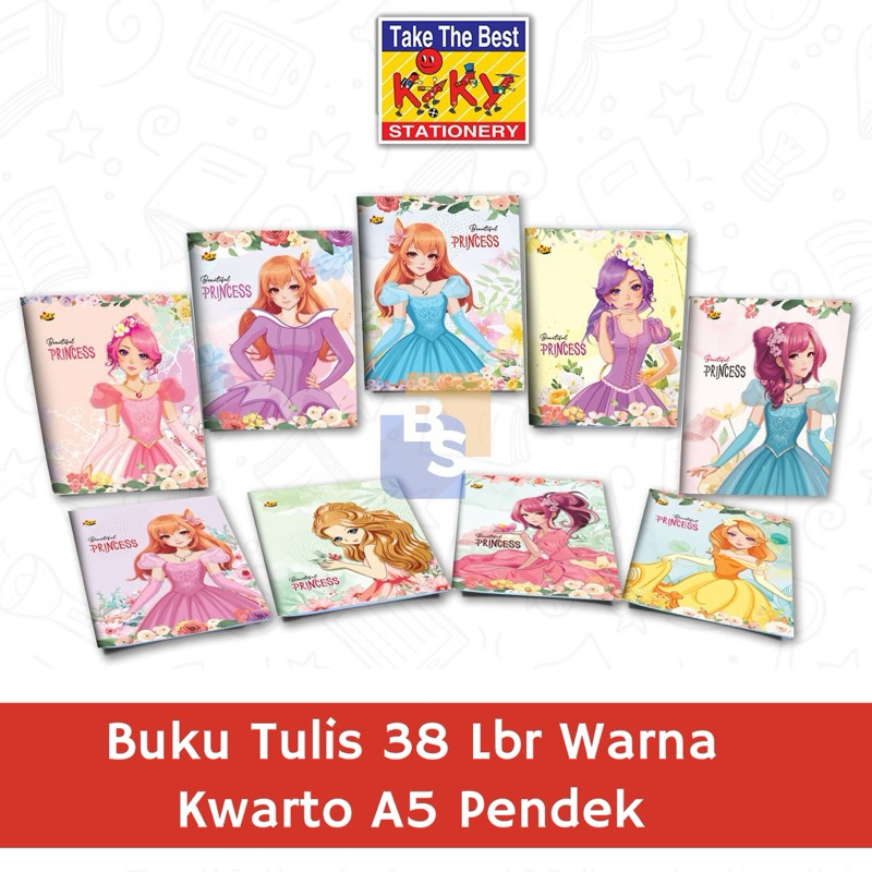 

10 buku - Buku Tulis Princess Warna KIKY 38 Lembar Kwarto Pendek A5