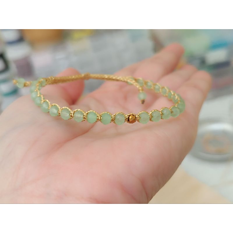 Gelang tangan ADVENTURINE CRYSTAL 4MM| gelang bali | macrame samapura | gelang asthetic