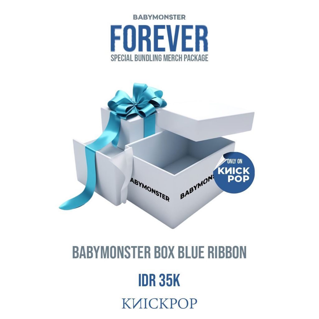 

BABYMONSTER BOX & PAPPER BAG BLUE RIBBON FOREVER EDITION MERCH BY KNICKPOP