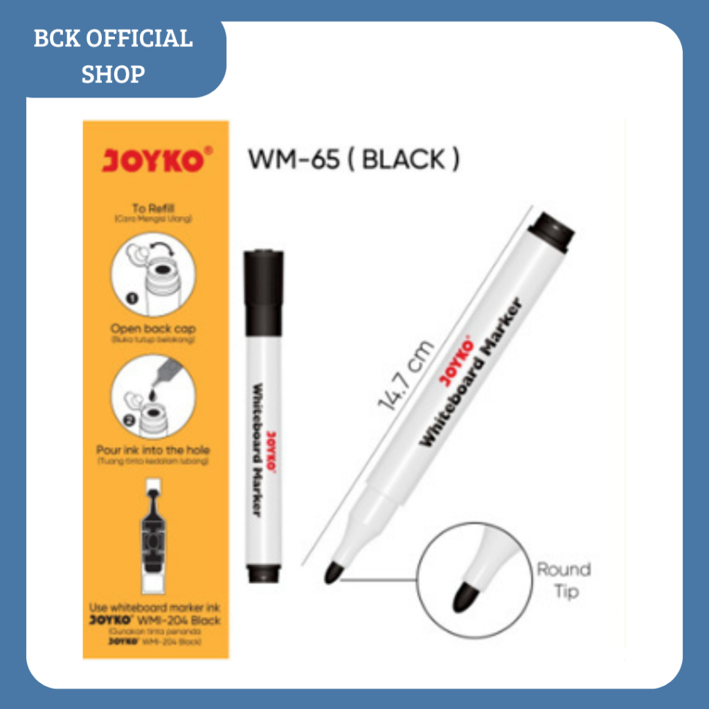 

Spidol Whiteboard WM-65 Black Refillable Joyko (PCS)