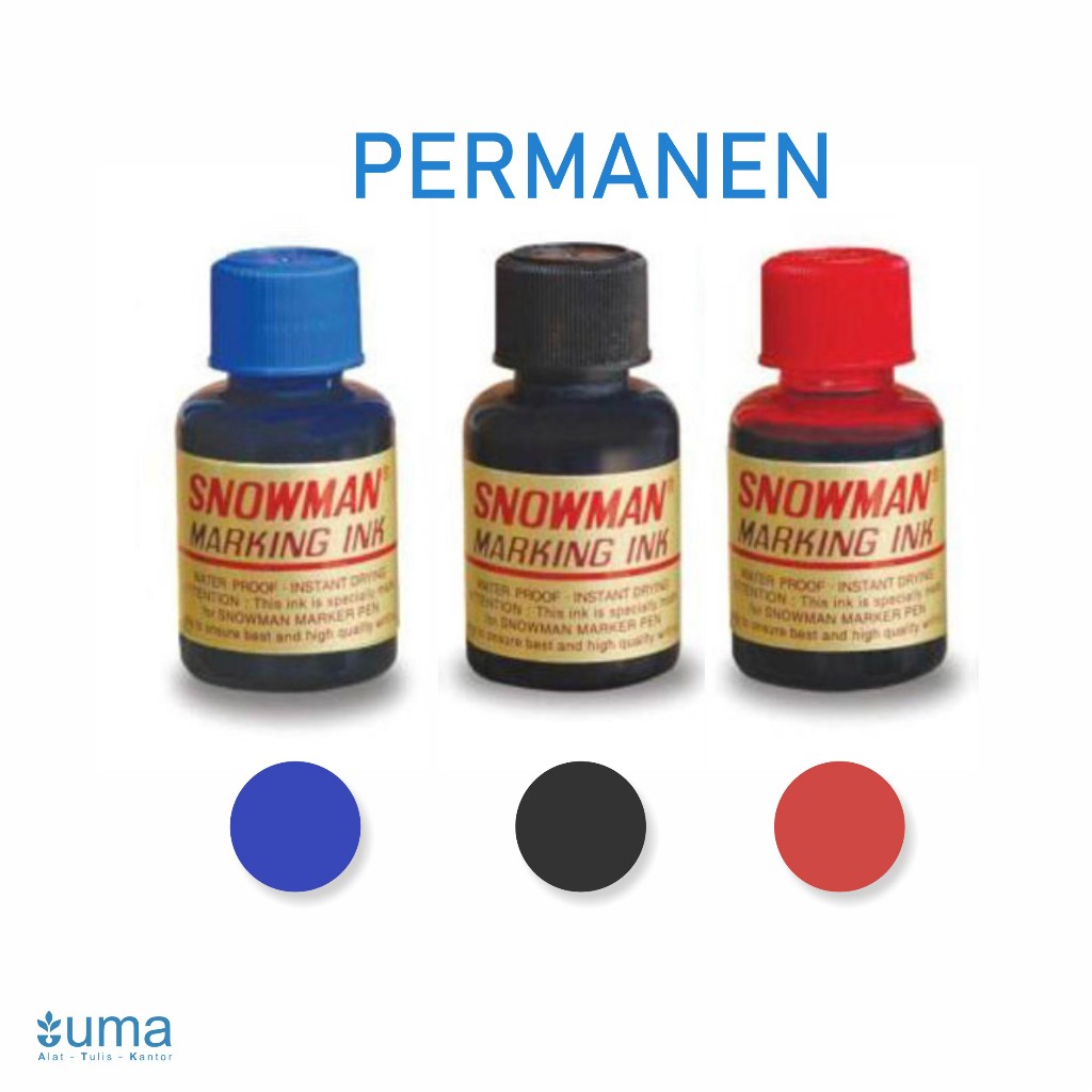 

Tinta refill spidol permanen snowman biru hitam merah I permanent I tidak bisa dihapus