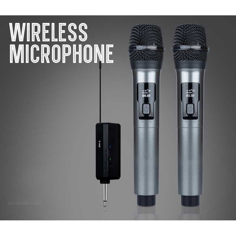 Microphone Karaoke Wireless Rechargeable 2 Channel UHF 2 PCS
