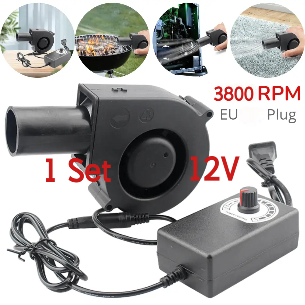 Blower Mini BBQ Kipas 1 Set Blower Ac Turbocharger Portabel Untuk Panggangan Kayu Kompor Camping Mem