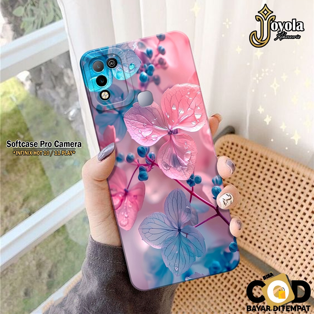 Case Hp INFINIX HOT 10 PLAY / 11 PLAY Terbaru - Fashion Case Bunga - Pro Camera - Silikon Hp - Softc