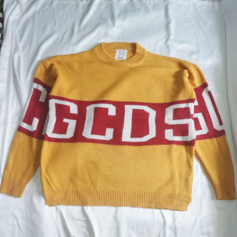 (NO NEGO) Men's Wear GCDS Knitwear Yellow Oversize Sweater Rajut Sweatshirt Kuning