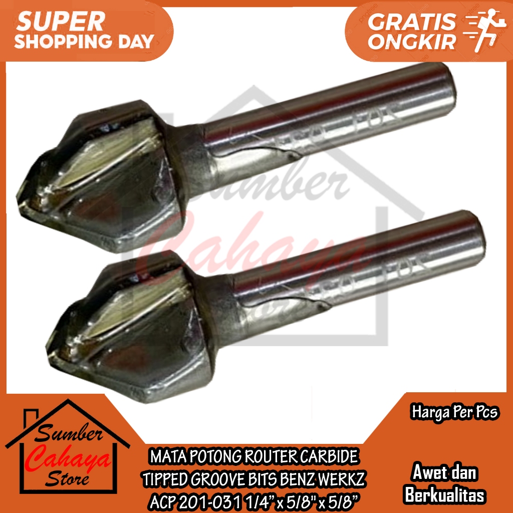 Benz Werkz Mata Potong Router Hpl 201-031 1/4” X 5/8" X 5/8” Profil Kayu Acp Carbide Tipped Vee Groo