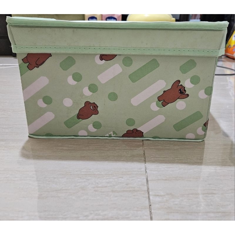 storage box green we bare bears miniso