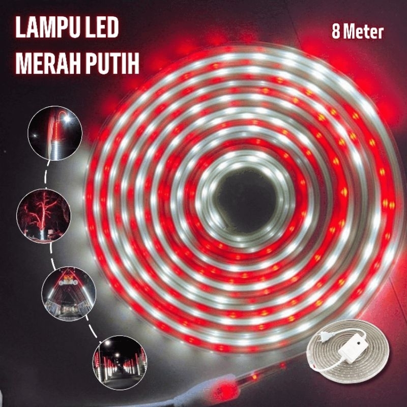 Led strip 2835 Merah Putih 10m -6 m / Lampu Merah putih 17 Agustus / Lampu strip 2835 Merah Putih