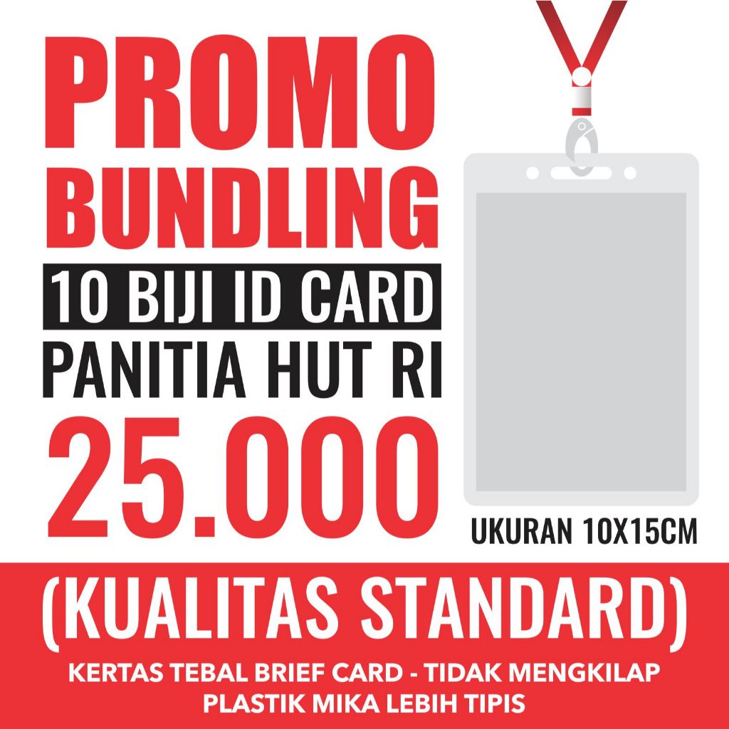 PAKET BUNDLING ID CARD PANITIA HUT RI KUALITAS STANDARD