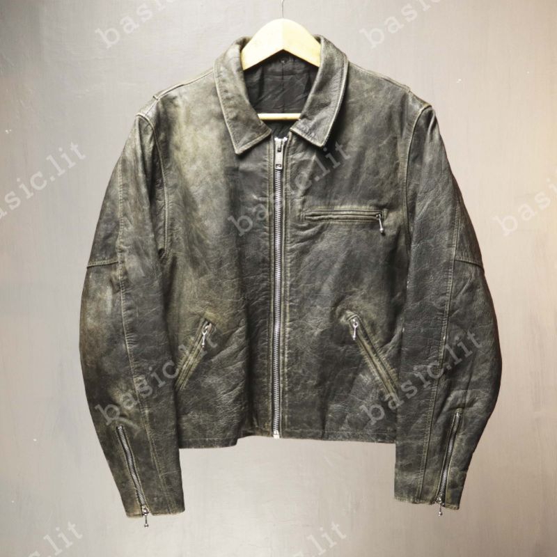 Vintage single rider boxy-fit leather jacket second preloved