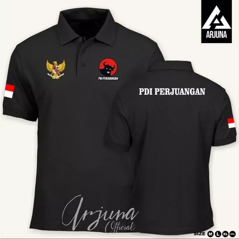 KAOS POLO PARTAI PDI PERJUANGAN DTF HITAM