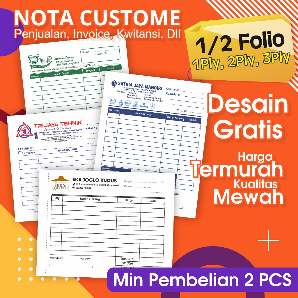 

[FREE DESAIN] Nota 1/2 Folio isi 50lbr