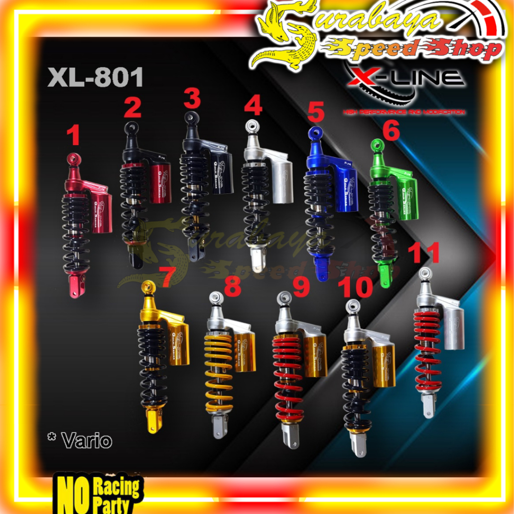 Shockbreaker Suspensi Belakang Peredam Kejut Vario 125 Tabung Atas X-Line Tipe 801 330MM Original