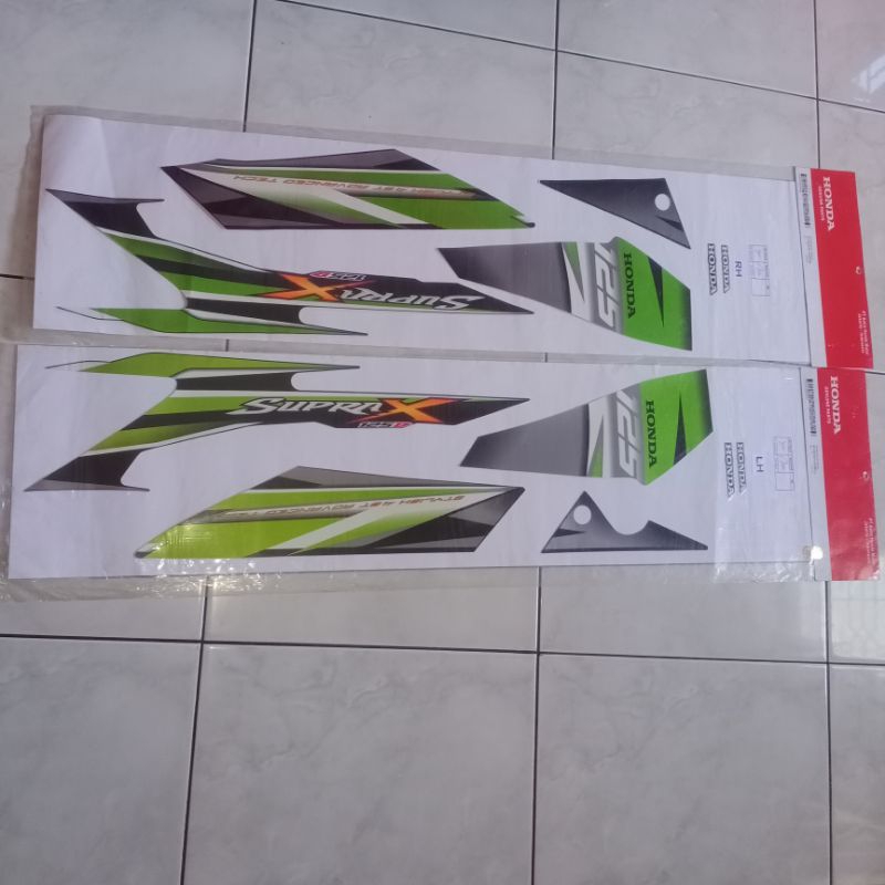 871X0KYL670ZCL & 871X0KYL670ZCR lis body stiker striping Honda New Supra x 125 d 2011 Hijau Black Da