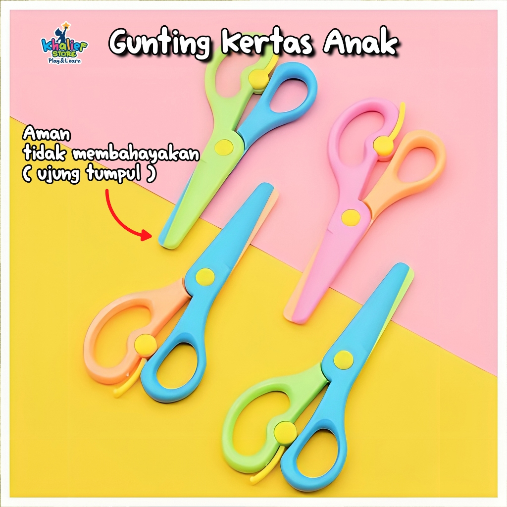 

KHALIEF Gunting Kertas Anak Bahan Plastik ujung tumpul aman safety desain trend