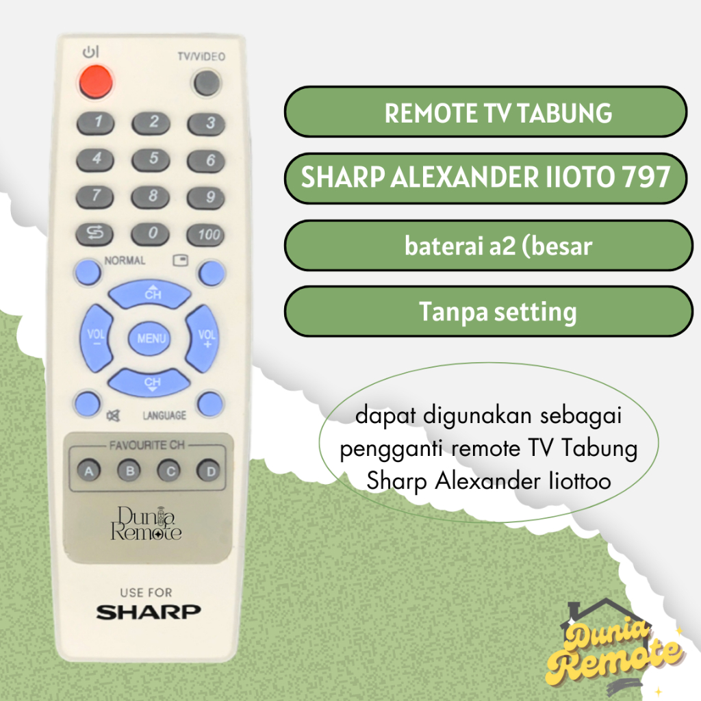 Remot Remote TV SHARP ALEXANDER SLIM Piccolloo Iioottoo 797 Tanpa setting