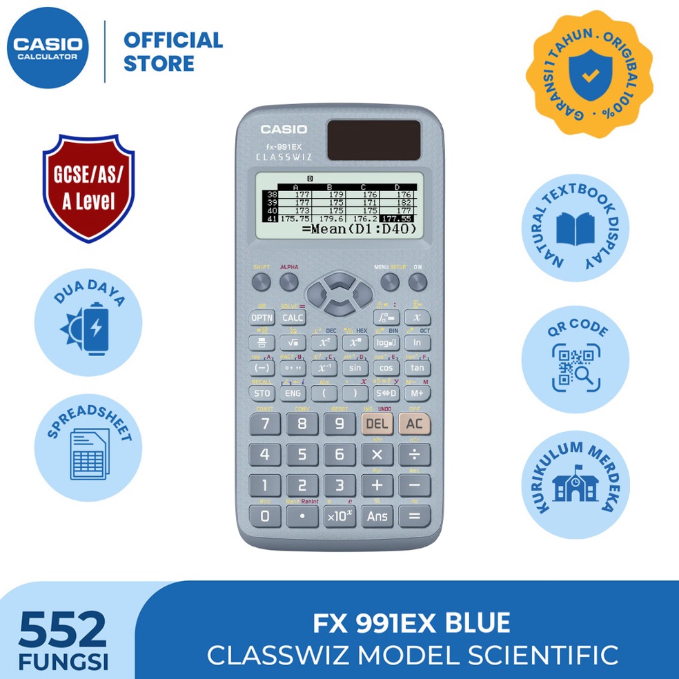 

KODE C3V6 CASIO FX991EX Kalkulator SekolahKuliah Internasional Classwiz 552 fungsi
