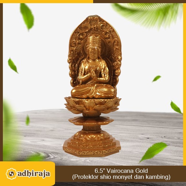 Rupang Patung Arca Buddha vairocana Gold Fiber 6,5"