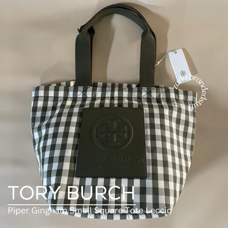 TAS WANITA BRANDED TB PIPER GINGHAM SMALL SQUARE TOTE LECCIO ORIGINAL - ZADABRANDEDSTUFF