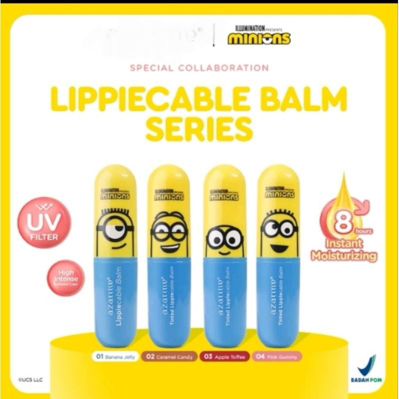 •JEJU• AZARINE TINTED LIPPIECABLE BALM MINION SERIES 3,5GR LIP BALM MOISTURIZING LONG LASTING