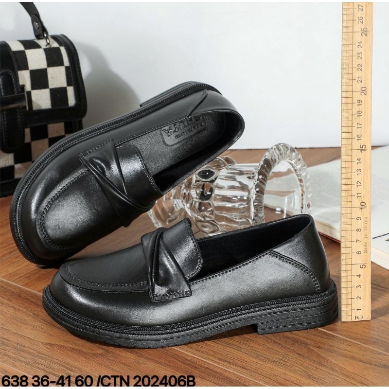 Sepatu Flat Wanita Import Karet Jelly Sepatu Formal Kerja Hitam