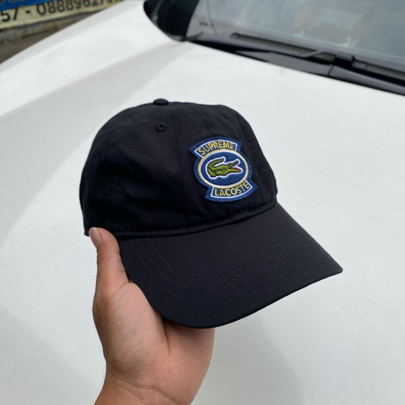 Supreme x Lacoste 6 Panel Cap Black
