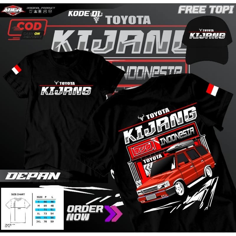 KAOS MOBIL KIJANG KOTAK FREE TOPI|KIJANG EKSTRA| KAOS MOBIL TERBARU