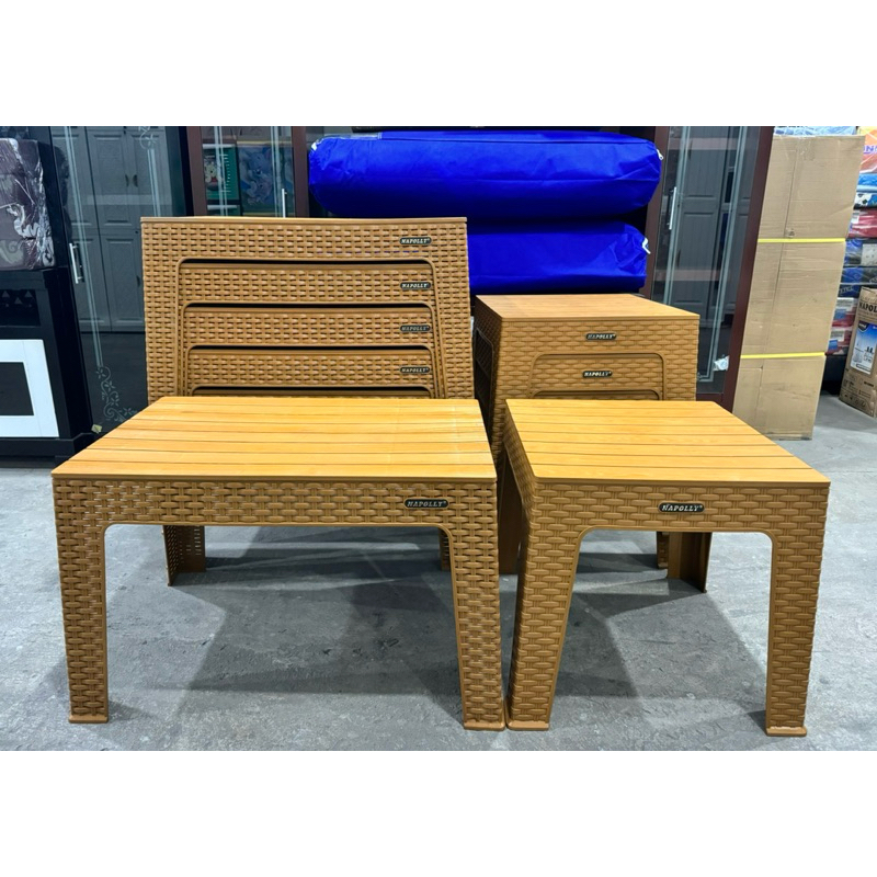 Meja Plastik / Meja Teras / Meja Taman Napolly Motif Rotan