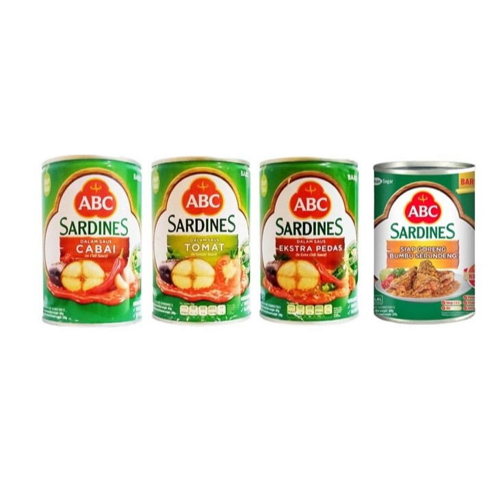 

ABC Sardines Tomat | Cabai | Ekstra Pedas | Serundeng 425gr Sarden Kaleng