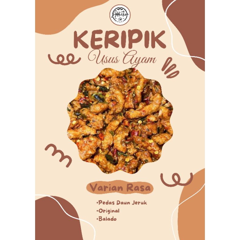 

Keripik usus pedas daun jeruk. Makanan ringan, Teman ngemil setiap hati dan disaat santai, saat mengerjakan tugas. Dan cocok dimakan dengan nasi.