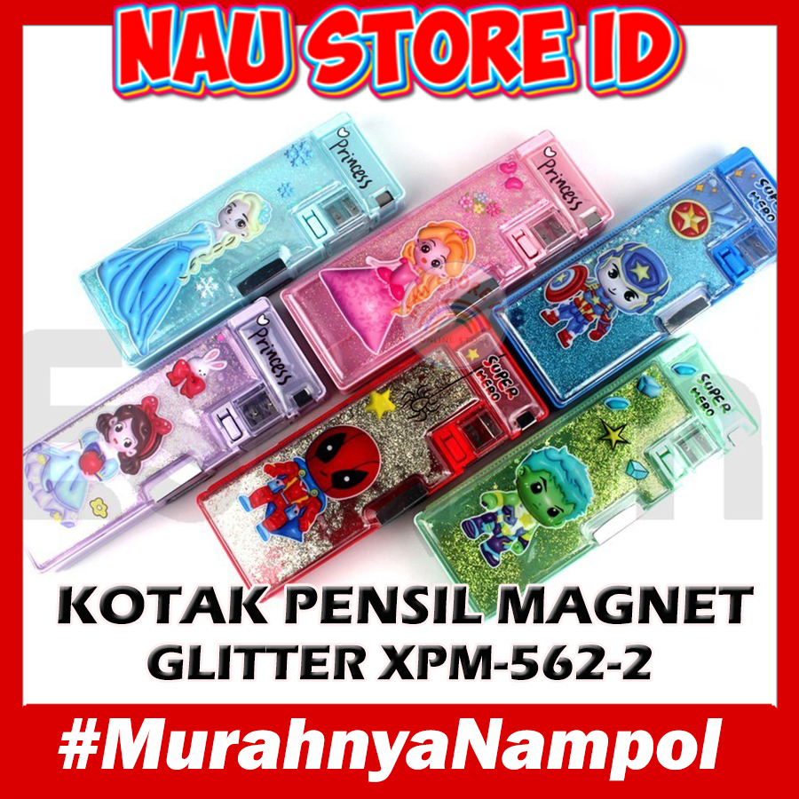 

[ TEMPAT PENSIL MAGNET ] TEMPAT PENSIL ANAK 2 RAUTAN / Kotak Pensil Magnet GLITTER XPM-562-2 / Tempat Pensil Magnet Fancy - ATK - NAU STORE ID