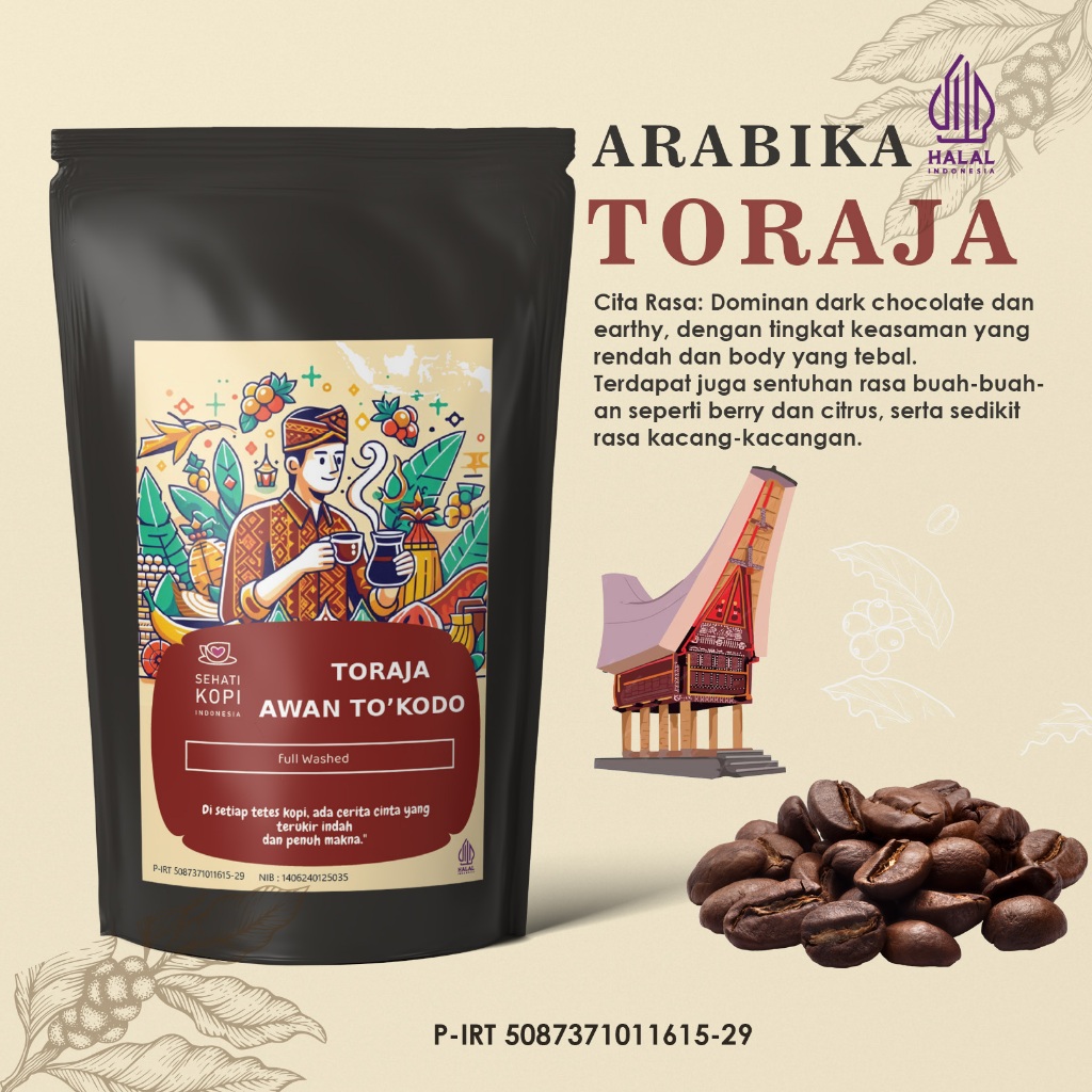 

Kopi Full Arabika Toraja biji bubuk origin roasted 150 gr
