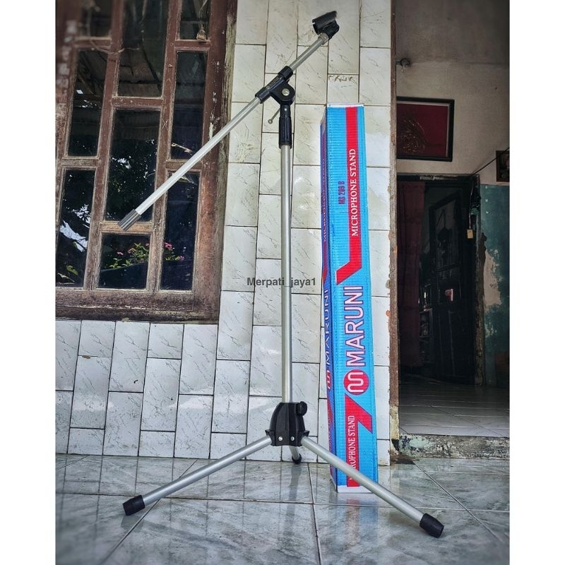 stand mic panjang maruni silver berdiri tiang/cagak microphone free holder mic