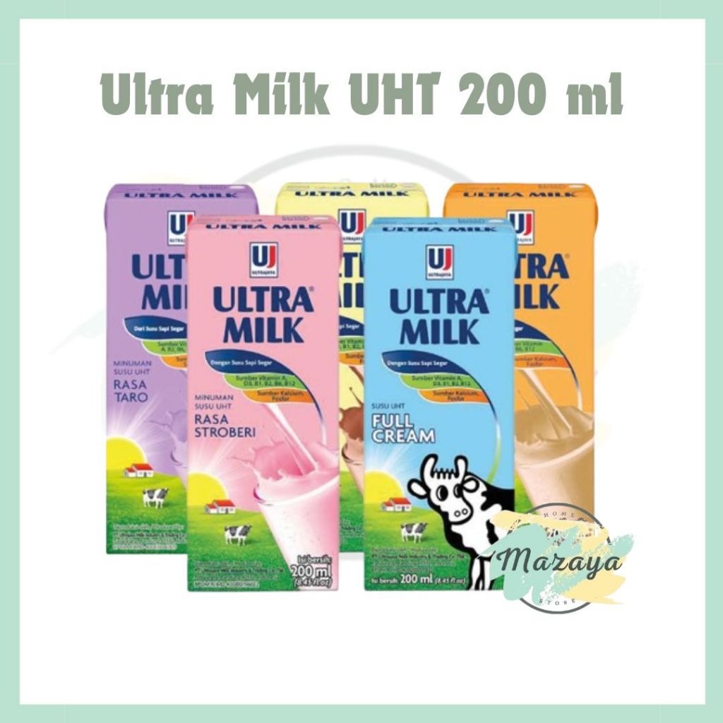 

ULTRA MILK SUSU UHT 200 ML VARIASI COKLAT | STRAWBERRY | FULL CREAM | KARAMEL | TARO - MAZAYA HOMESTORE