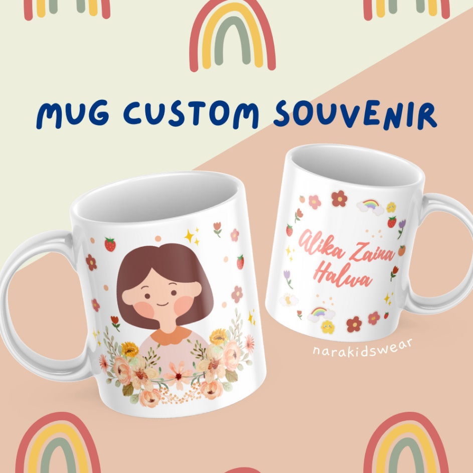 Top Nara Kidswear  Souvenir Ulang Tahun Anak Bunga Mug Kado Ulang Tahun Cewek Hampers Bayi Mug Custo