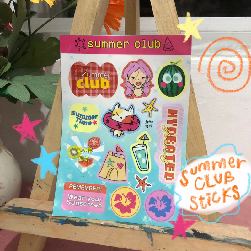 

summer club sticker | A6 die cut sticker jeonysus