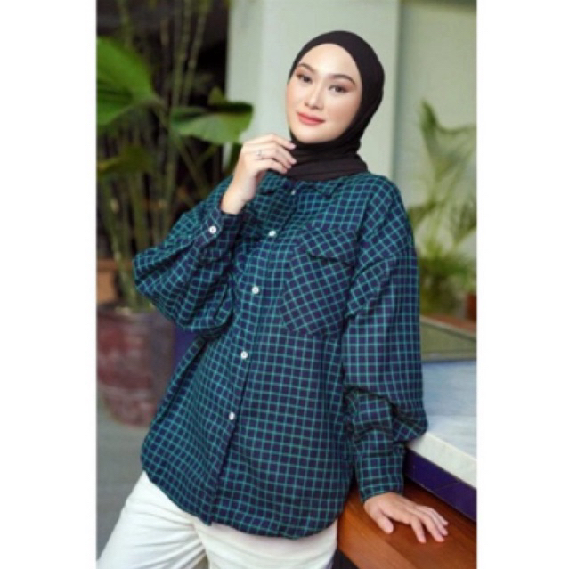 preloved rania shirt small plaid by nada puspita (embun)