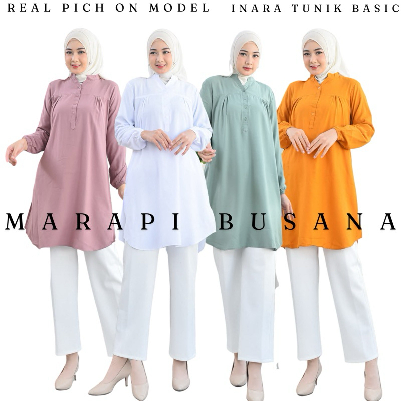 Inara tunik atasan wanita polos-bahan rayon viscose import-lengan panjang busui dan wudhu fredly cod