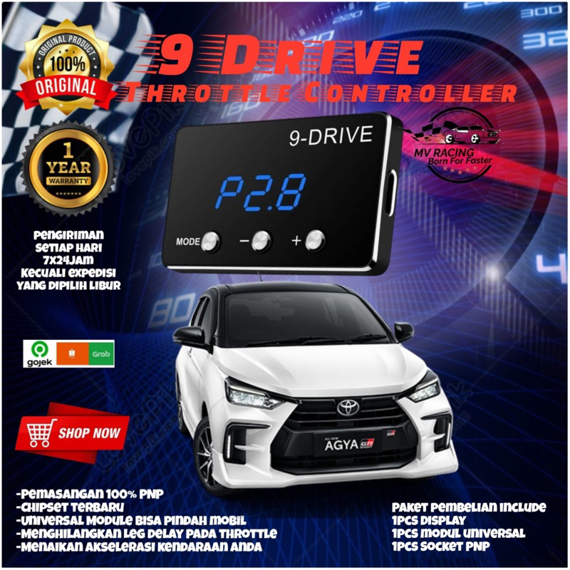 Original 9 Drive Throttle Controller universal module TOYOTA AGYA 1.2 9Drive Piggyback ECU Remap