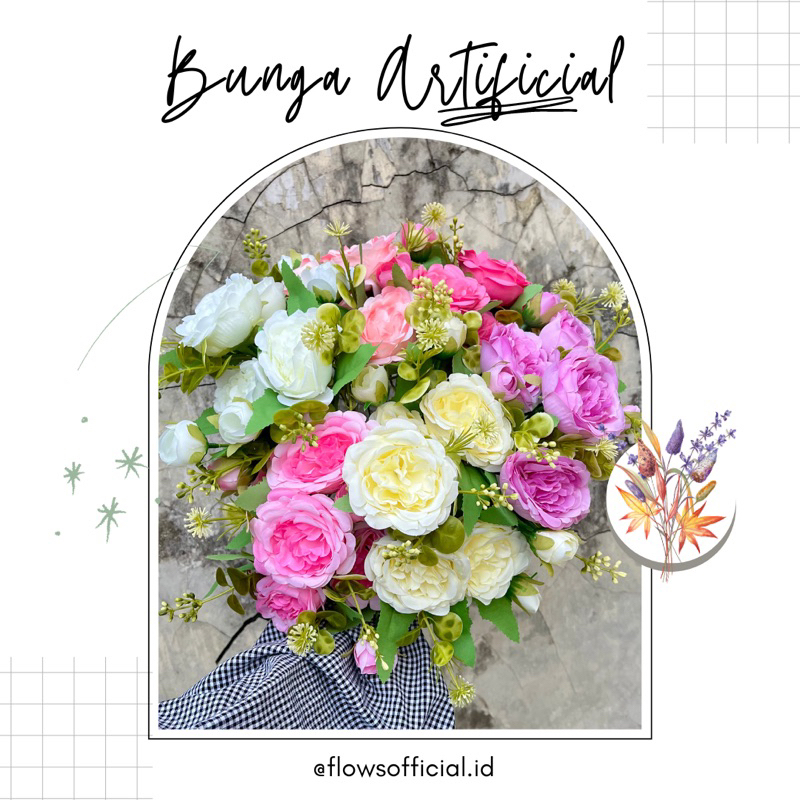 BUNGA MAWAR PEONY BESAR ARTIFICIAL / BUNGA BUKET
