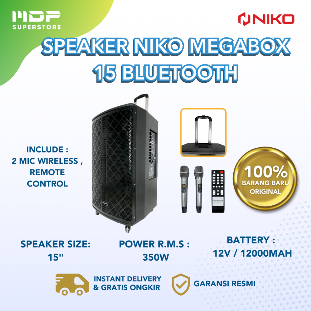 SPEAKER BLUETOOTH NIKO MEGABOX 15- GARANSI RESMI