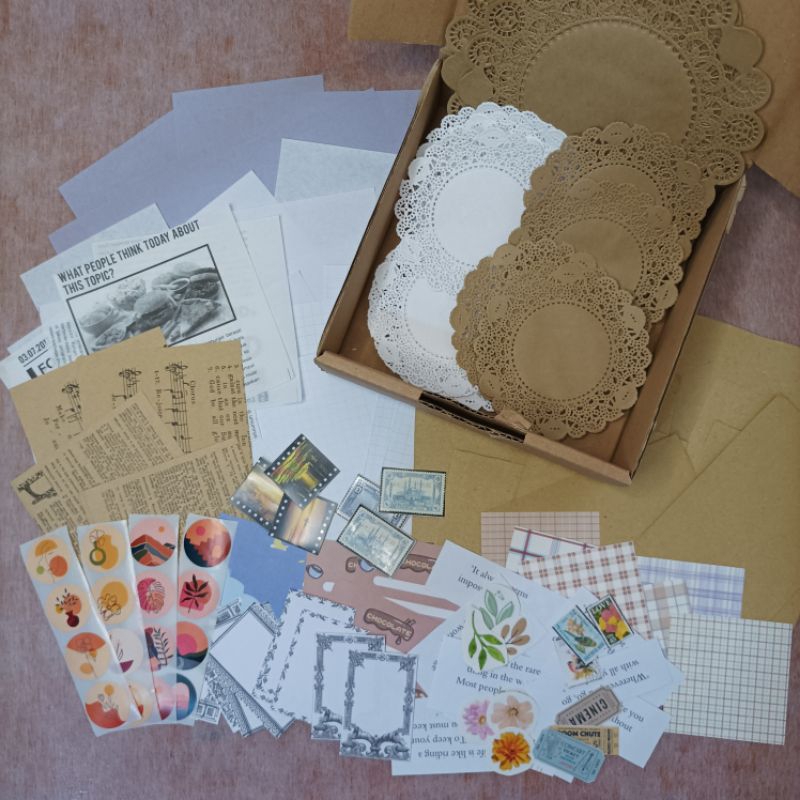 

PREMIUM JOURNAL KIT SET PAPER Journaling Vintage Aesthetic 134 pcs READY STOK