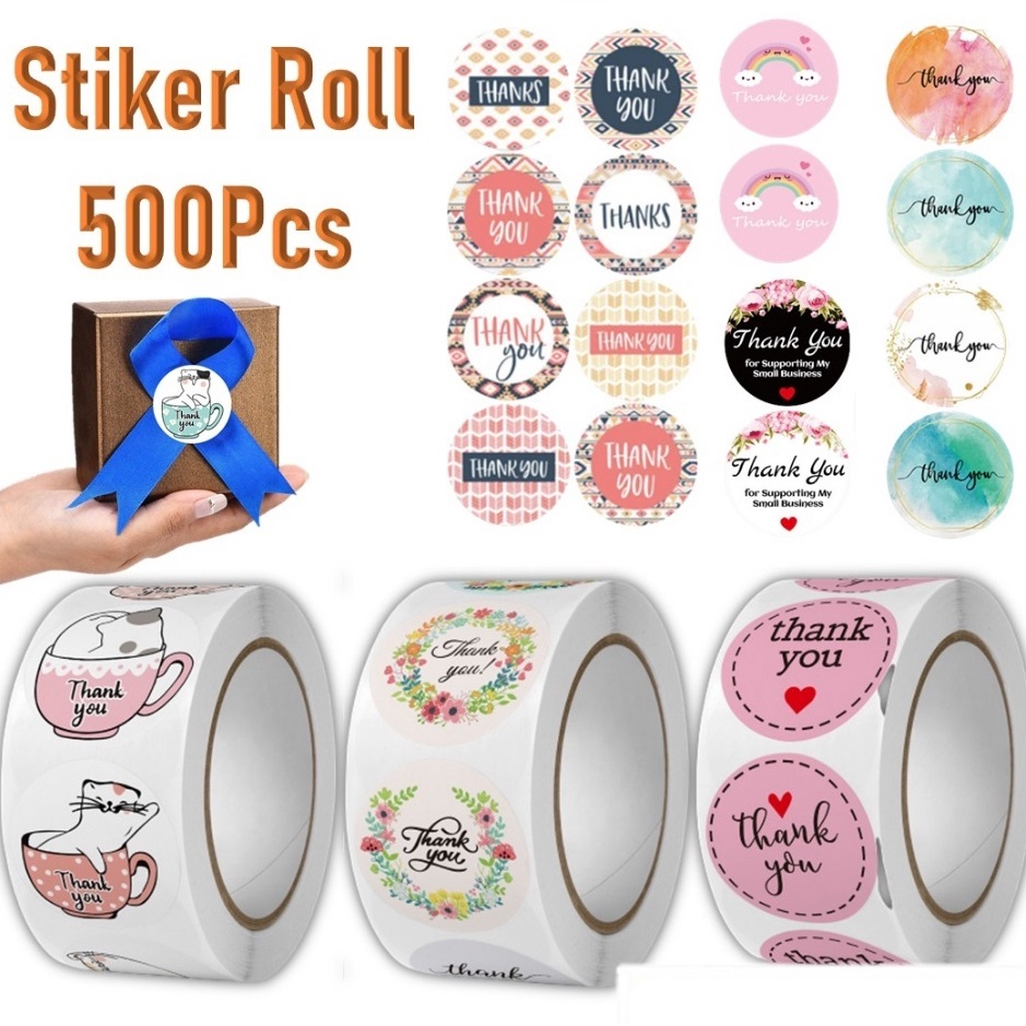 

PESTA DISKON APEN Sticker Thank You Roll Isi 5 Pcs Stiker Terima Kasih Warna Self Adhesive Seal Label 25 Cm Tempelan Ucapan
