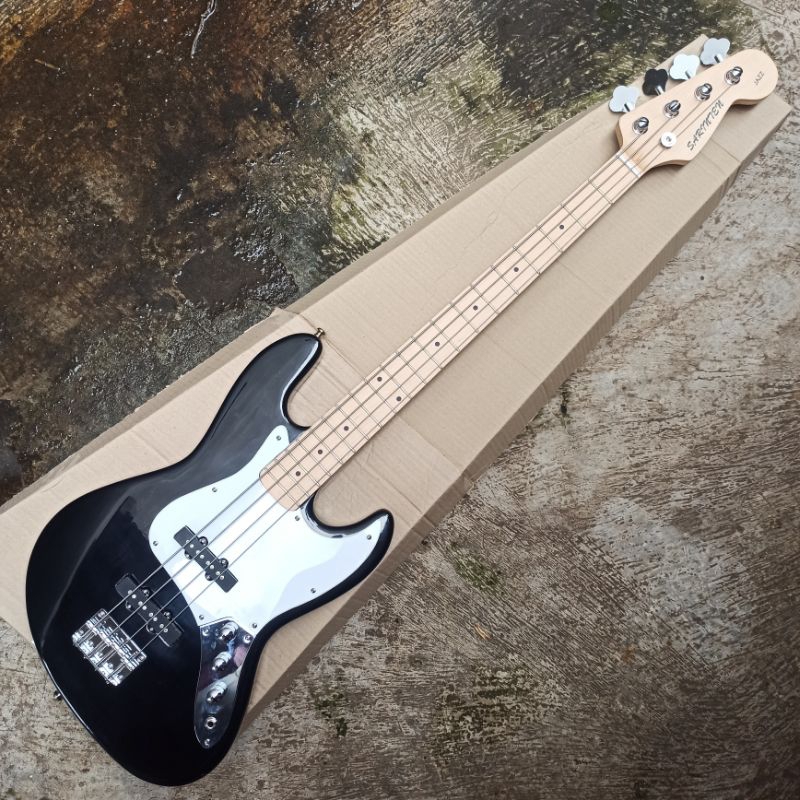 Bass Elektrik SARINTEN JP4 BLACK JAZZ BASS Hitam body Ashwood neck Maple 1 pc bukan fender jazzbass 