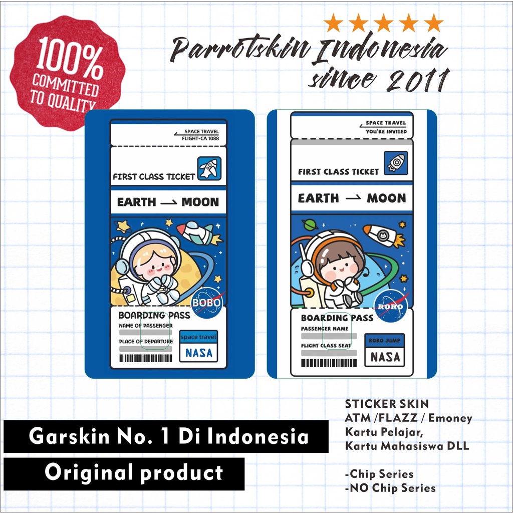 

SERENTAK Sticker Skin Card Vinyl ATM Debit Credit Emoney Flazz Tapcash Astronout Card