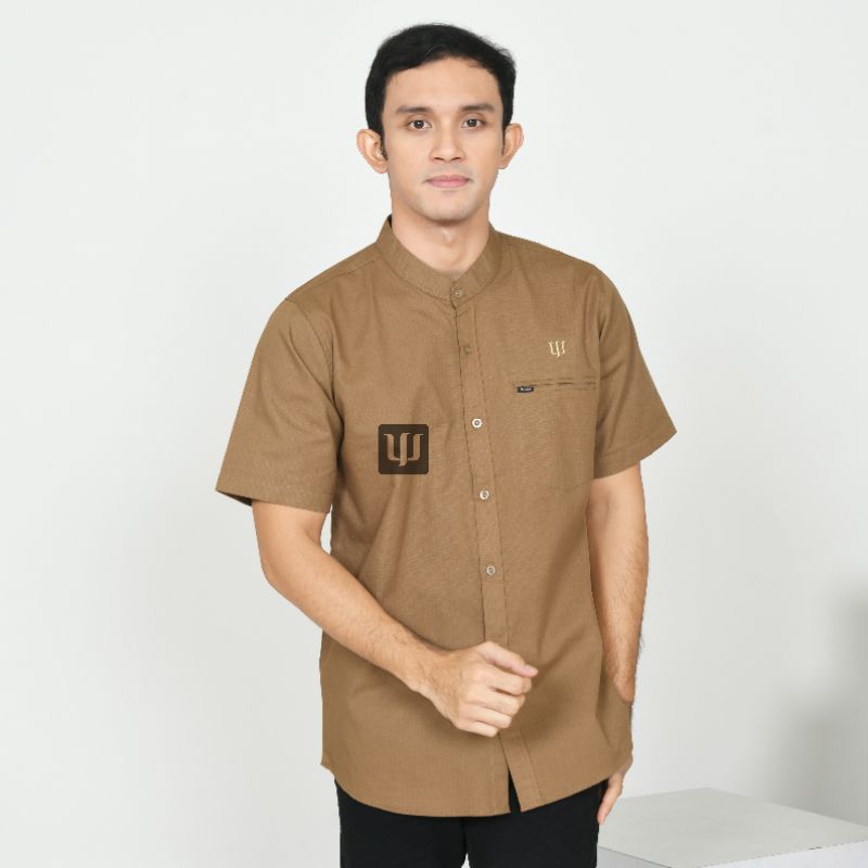 DISKON KEMEJA KOKO COUPLE AYAH ANAK warna BROWN atau COKLAT MILO (satuan terpisah) KATUN DISKON