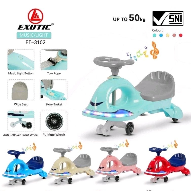 MAINAN ANAK SWING CAR RIDE ON EXOTIC ET-3102 / ET3102 / ET 3102